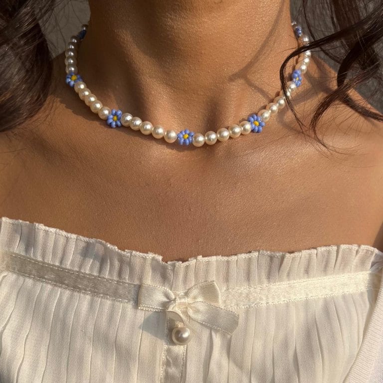 Pearl Choker Necklace for Women (Lavender)